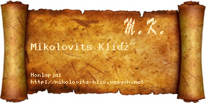 Mikolovits Klió névjegykártya